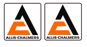 Decal Allis Chalmers Logo (Black, Orange on White) - 1 1/2" (2) - DA948