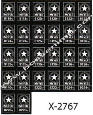 Decal Meyer Star black with models numbers Set 1/64 3/16" - DX2767