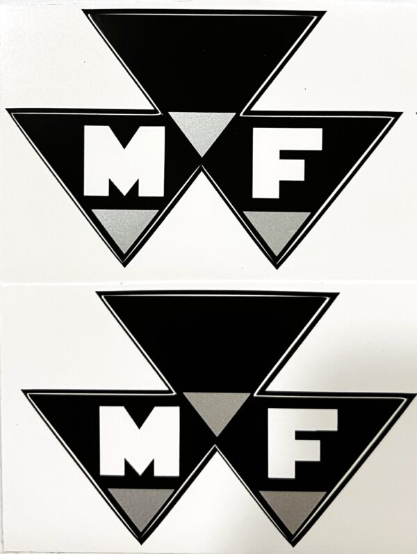 Decal Massey Ferguson Logo - Silver, white, black 2" x 3" - DM996