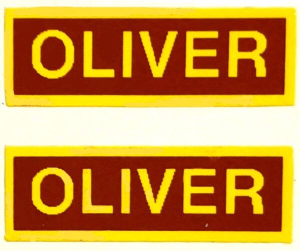 Decal 1/16 Oliver Yellow, Red 3/4" DO936