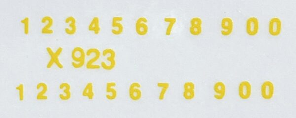 Decal Number Set - Yellow 1/16in. x 1/32in. - DX923