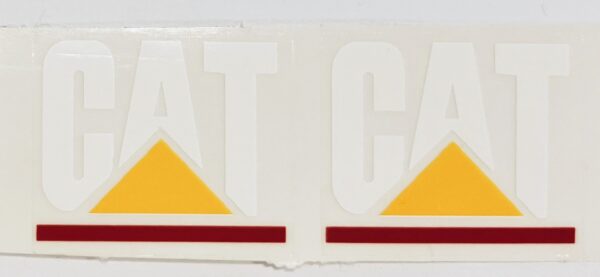 Decal CAT Logo (white, yellow triangle w/red) 1 1/8" DCT931