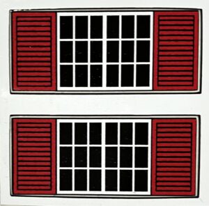 Decal 1/64 Window with Shutters Red - 1 1/2" DX4704