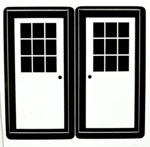 Decal 1/64 Door with 9 Pane Window white - 1 1/4" tall DX4751