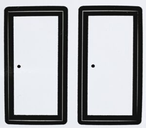 Decal 1/64 Door Solid white with black trim - 1 1/4" tall DX4753