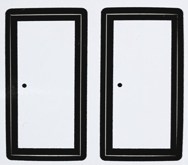 Decal 1/64 Door Solid white with black trim - 1 1/4" tall DX4753