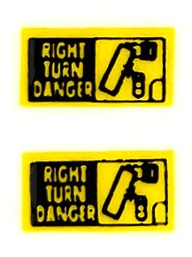 Decal 1/64 Right Turn Danger - Yellow, Black DX828