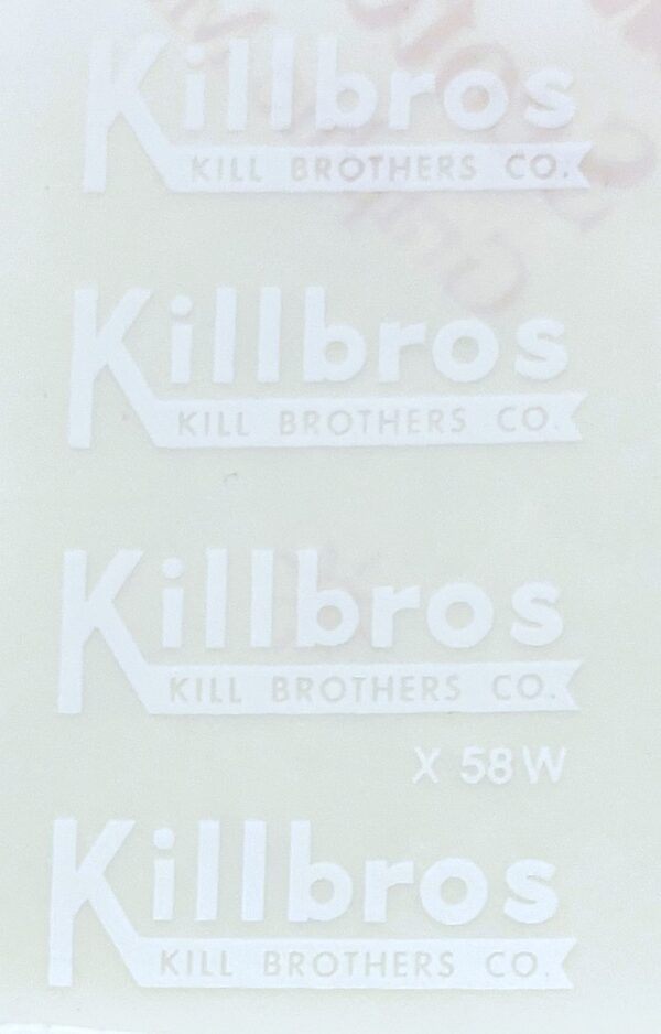 Decal 1/16 Killbros - White - 1 7/16" DX58W