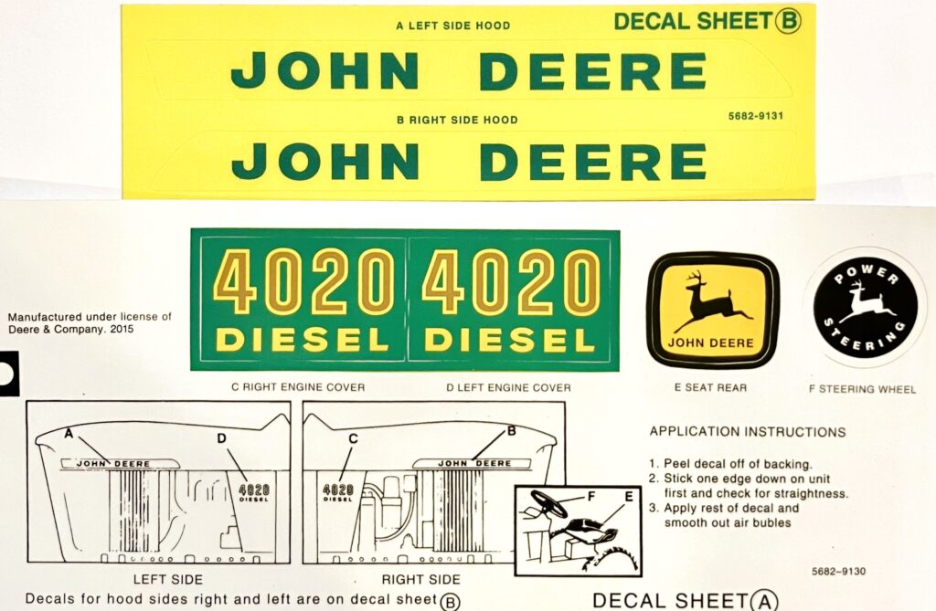 Tractor Decal Set Hood 4440 Yellow Compatible with John Deere 4440 R65855