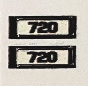 Decal 1/16 Allis Chalmers 720 Model Numbers - DA572