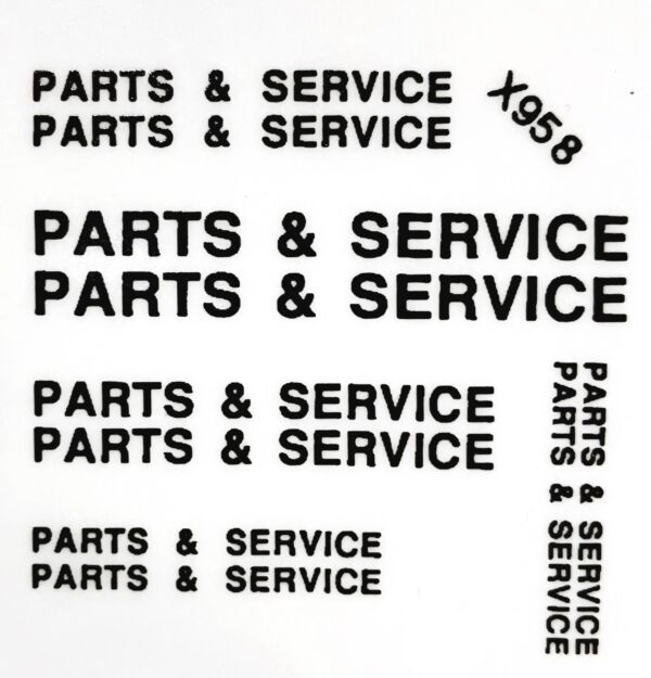 Decal 1/16 Parts & Service Set - Black - DX958