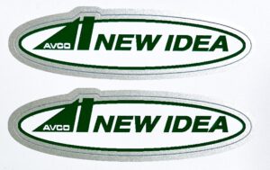 Decal NEW IDEA White, Green AVCO Logo (pair) 1 1/16"- DNI101