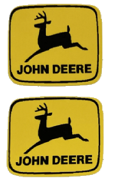 Decal John Deere Logo Black Deer on Yellow (pair) - 1" - DJ1996