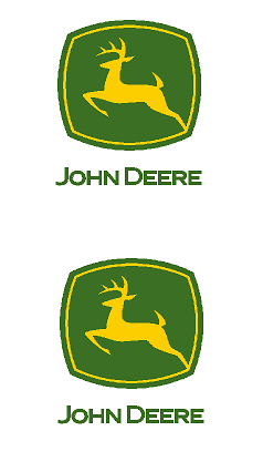 Decal John Deere Logo - Yellow Deer, Green Background and Name 1/2" - DJ2907