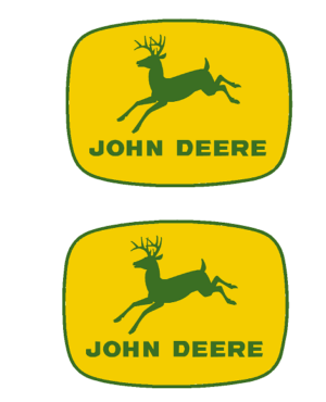 Decal John Deere Logo Green Deer on Yellow (pair) - 1 15/16" - DJ1977