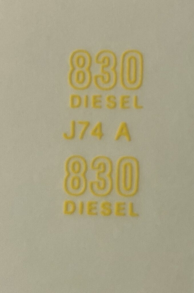Decal 1/16 John Deere 830 Diesel Model Numbers - DJ74A - Midwest Decals ...