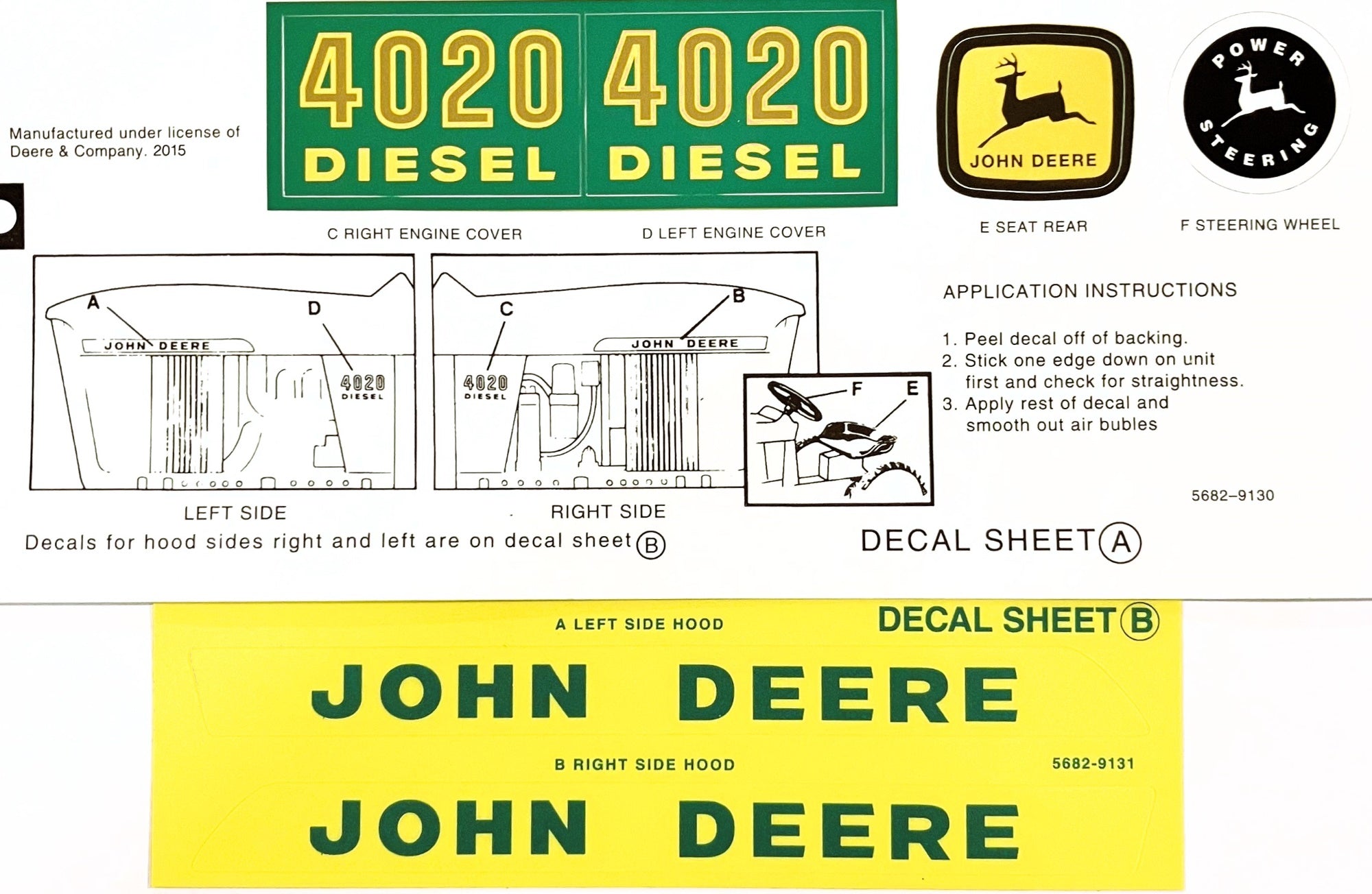 Decal John Deere 4020 WF Pedal Tractor Set DPJ2540 Midwest Decals