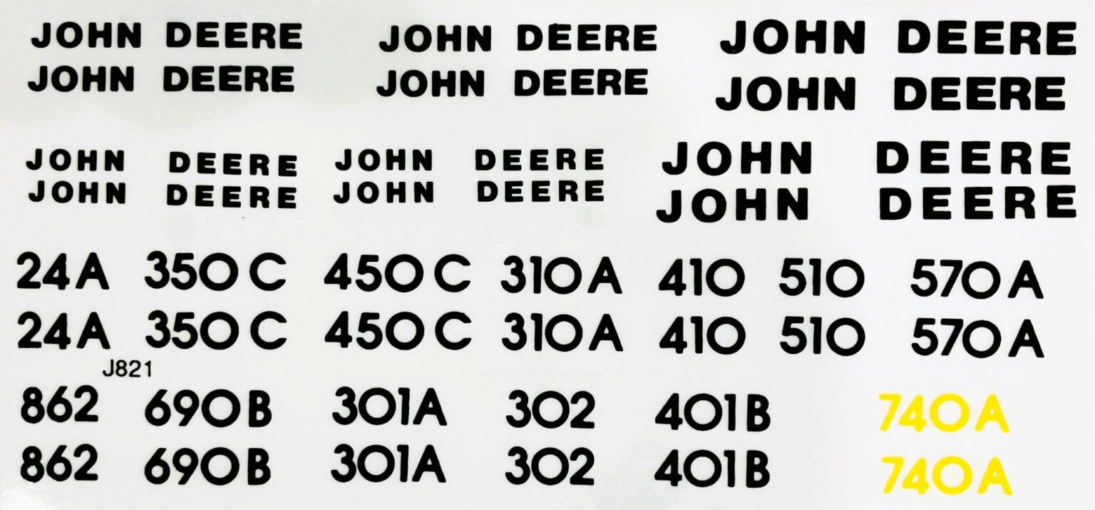 Decal 116 John Deere Industrial Model Numbers Set 1981 Style Dj821 Midwest Decals And Farm Toys 4198