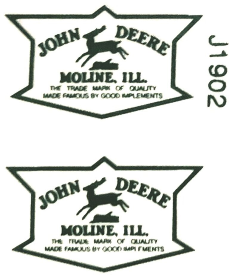 Decal John Deere Old Logo 1" green DJ1902 Midwest Decals & Farm Toys