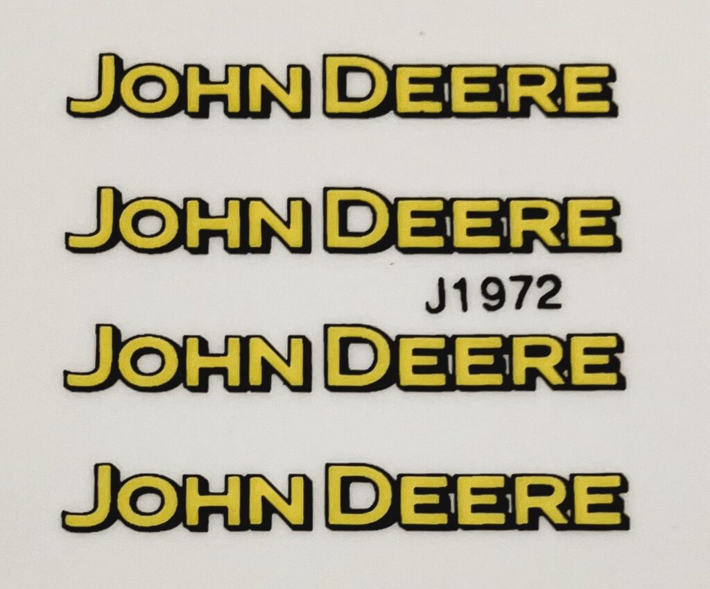Decal John Deere Yellow, Black 1 1/2" Logo DJ1972 Midwest Decals