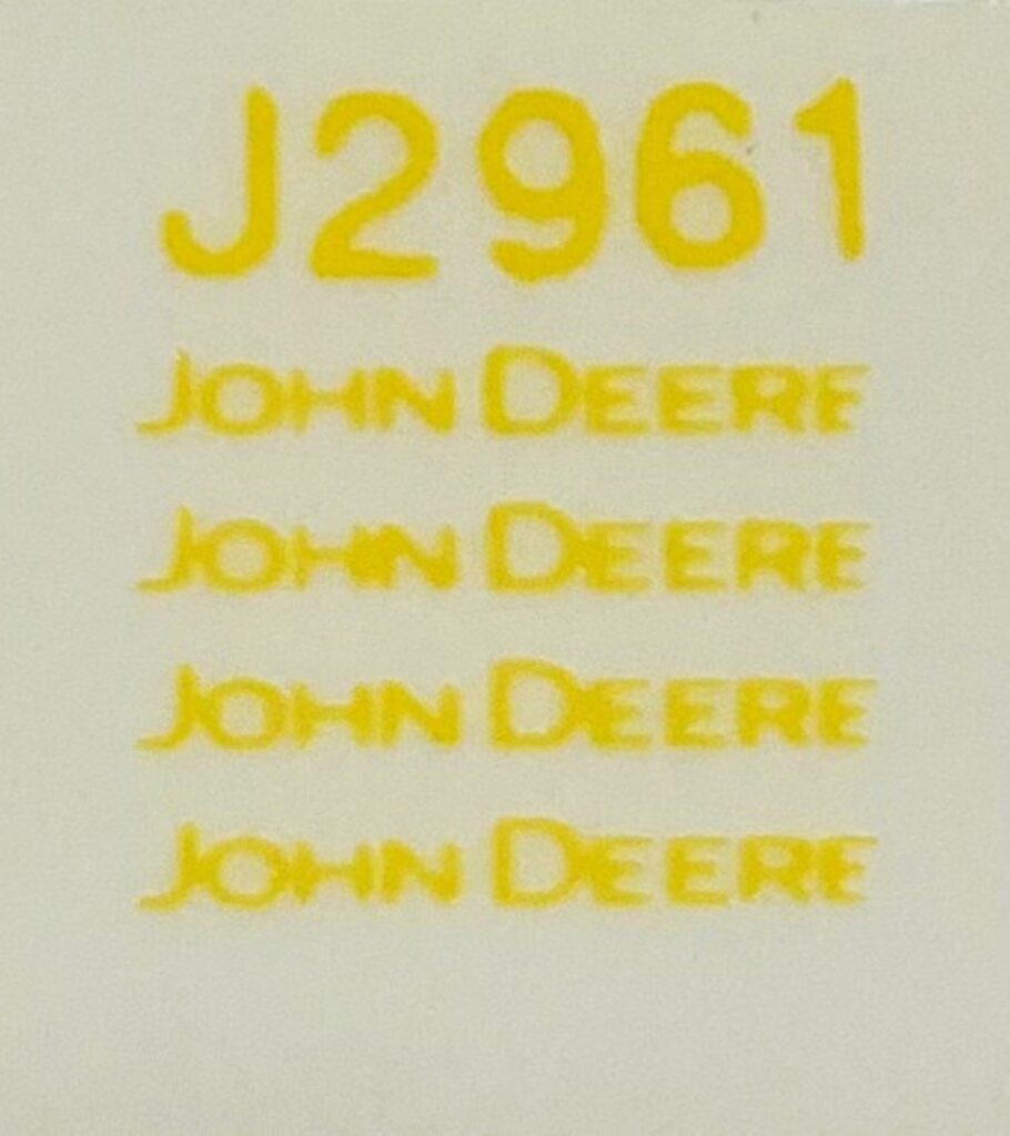 Decal John Deere Yellow 3/8" Logo DJ2961 Midwest Decals & Farm Toys
