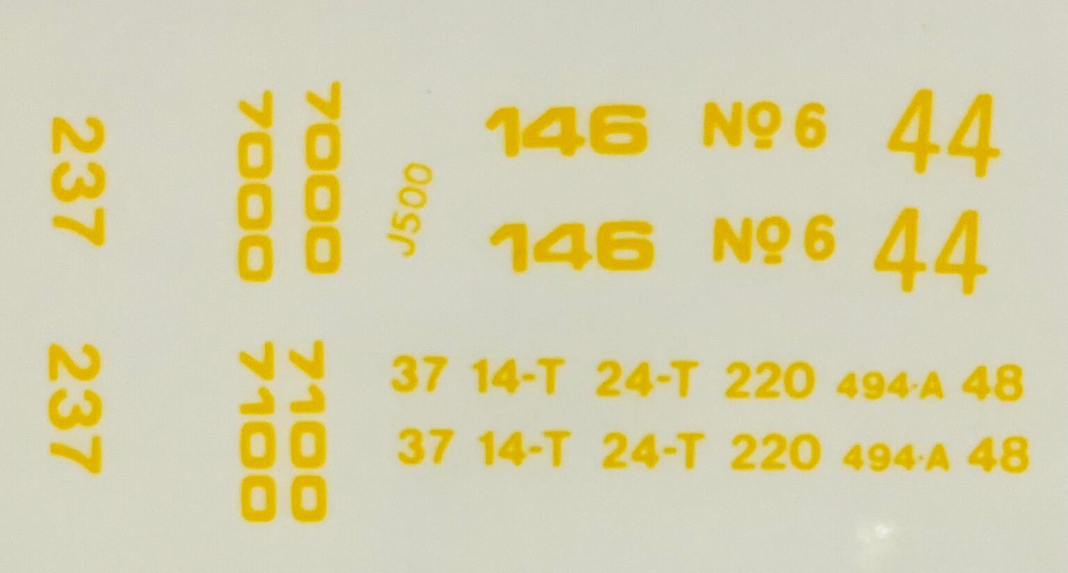 Decal 1/16 John Deere Implement Complete Model Number Set DJ500