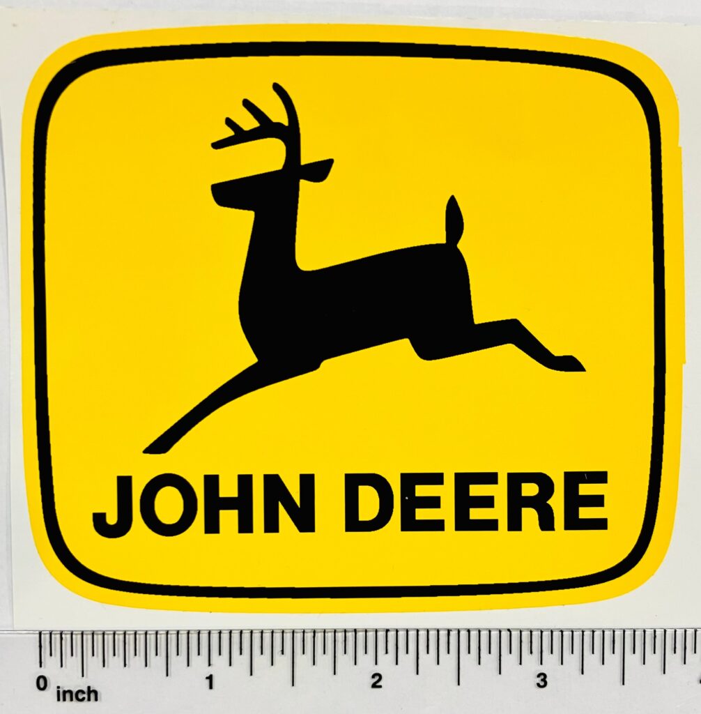 Decal John Deere Logo Black Deer on Yellow 4" DJ1999 Midwest