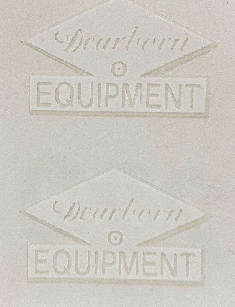 Decal Dearborn Equipment (Pair) white DF508 Midwest Decals & Farm Toys