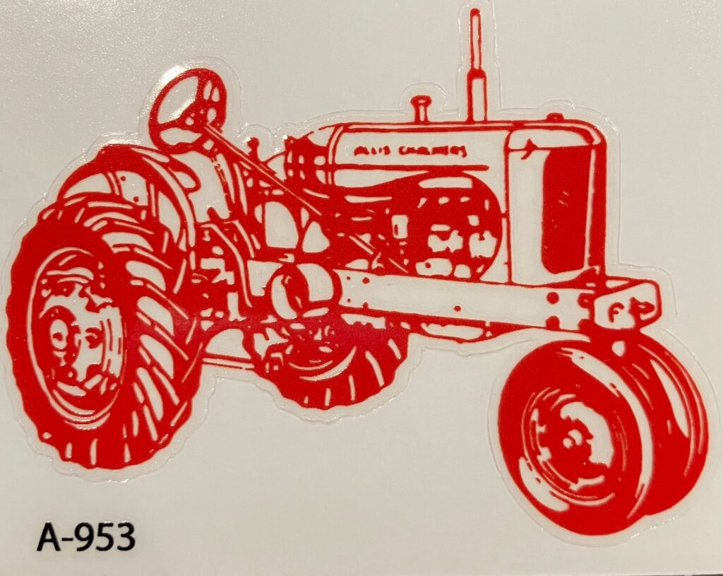 Decal Allis Chalmers WD Tractor (orange on clear) DA953 Midwest