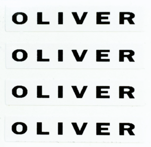 Decal 1/16 Oliver Black on White 1 1/4" DO30
