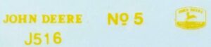 Decal 1/16 John Deere Mower No. 5 Set (yellow) DJ516