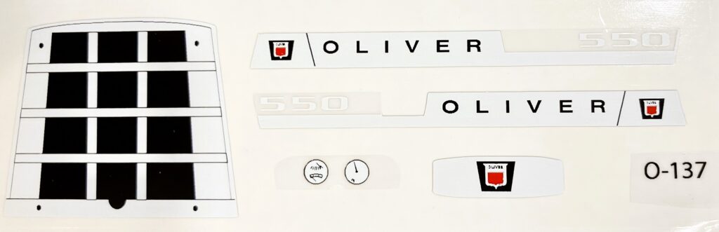 Decal Oliver 550 Set DO137 - Midwest Decals & Farm Toys