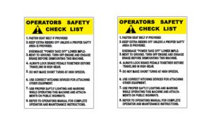 Decal 1/16  Oliver Operation Safety Check List Yellow 3/8" DO163