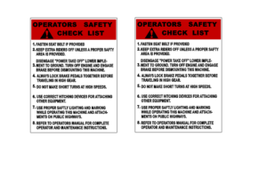 Decal 1/16 Oliver Operation Safety Check List Red DO163A