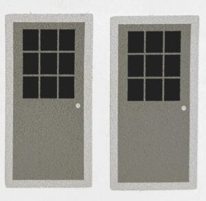 Decal 1/64 Door with 9 Pane Window Grey - 1 1/4" tall DX4751A
