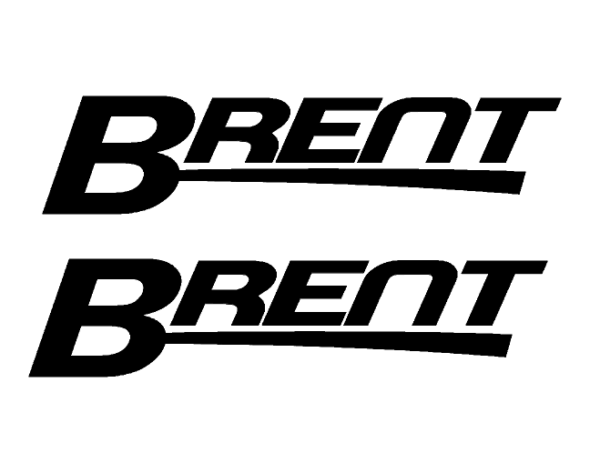 Decal 1/16 Brent Blk on Clear 3 1/4" DX61B
