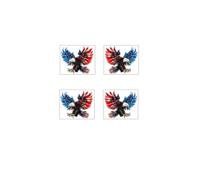 Decal Eagle Red, blue on Clear, small 3/16" 2 pair DX2821